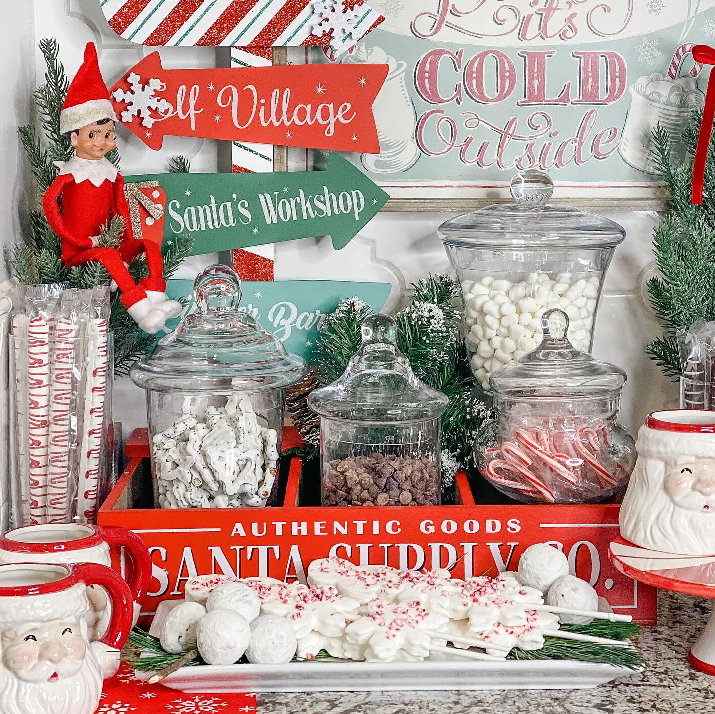 Santa Supply Co Crate for a Hot Cocoa Station