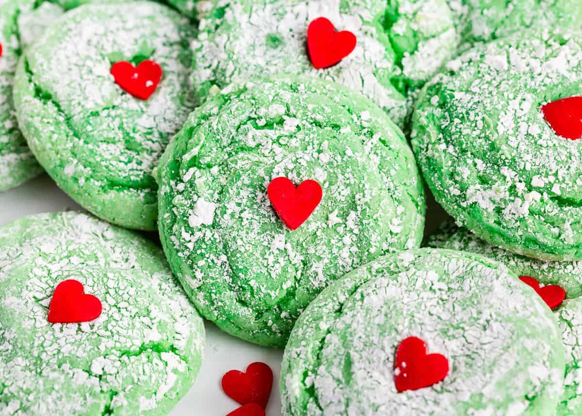 Soft & Chewy Grinch Cookies With Cake Mix