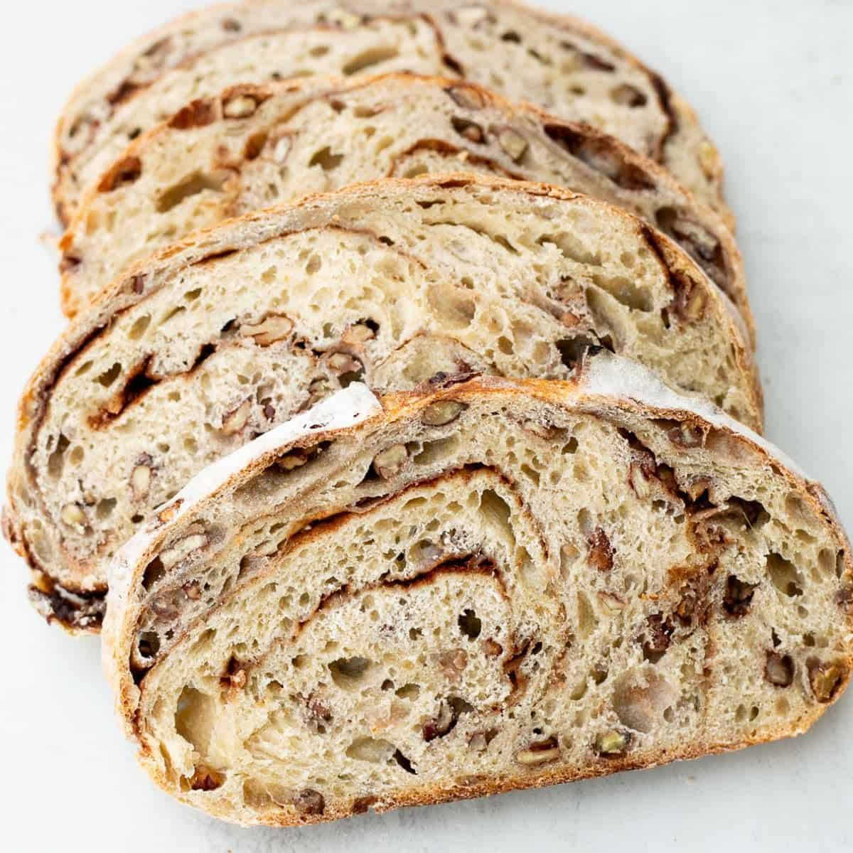 Sourdough Maple Pecan Bread With Cinnamon Swirl
