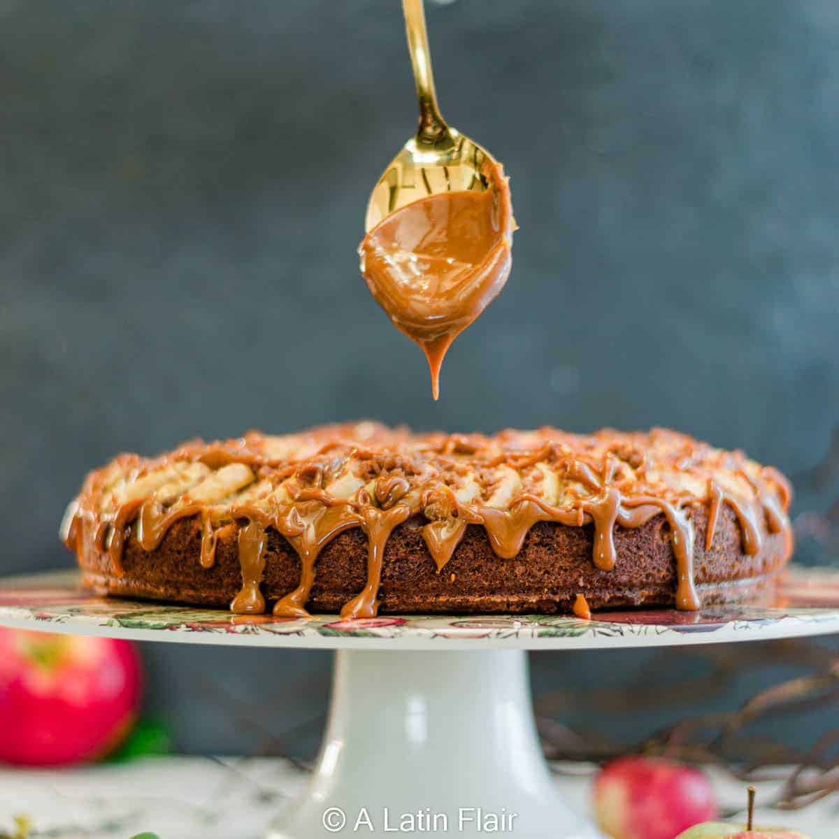 Spiced Apple Streusel Coffee Cake with Dulce de Leche