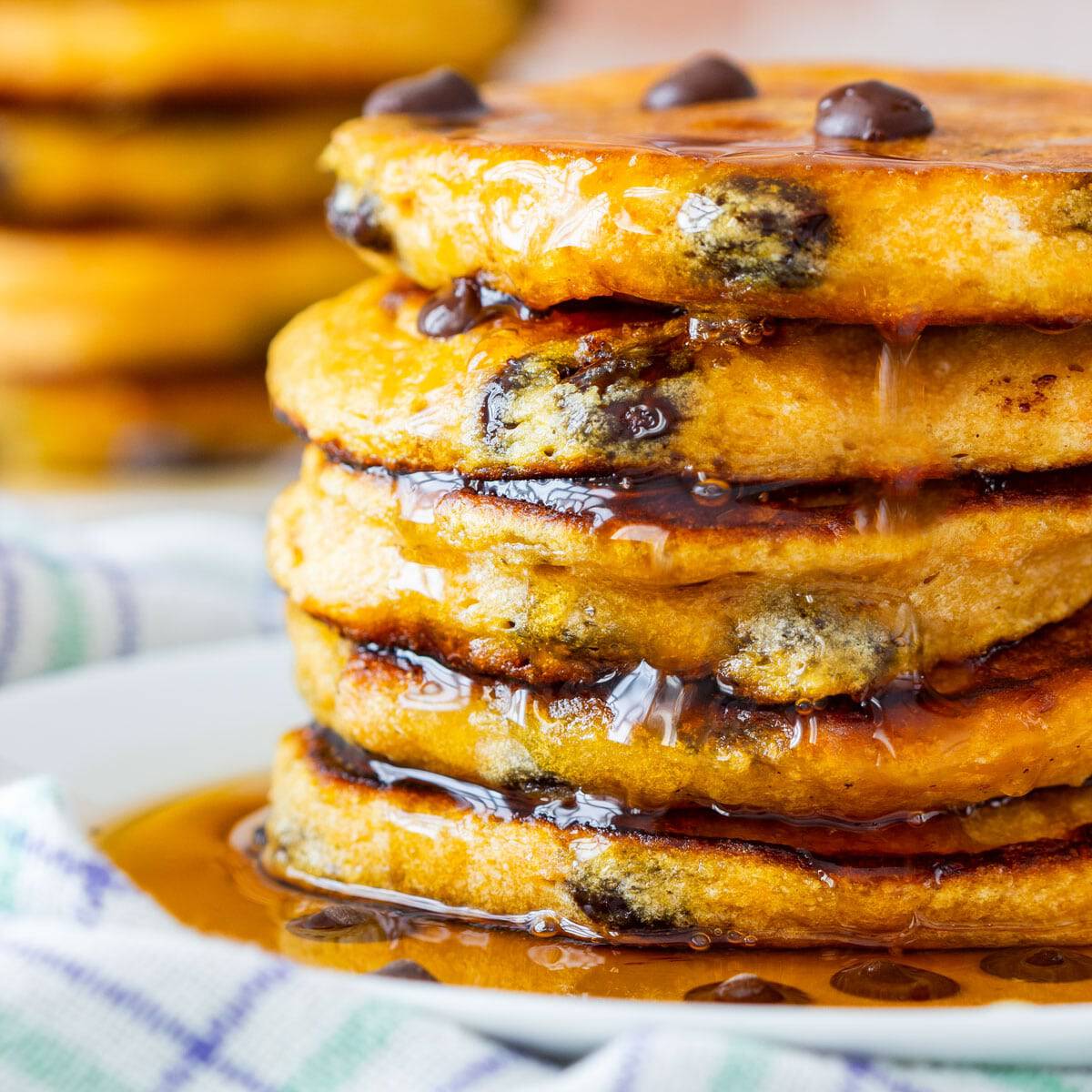 Sweet Potato Pancakes with Chocolate Chips