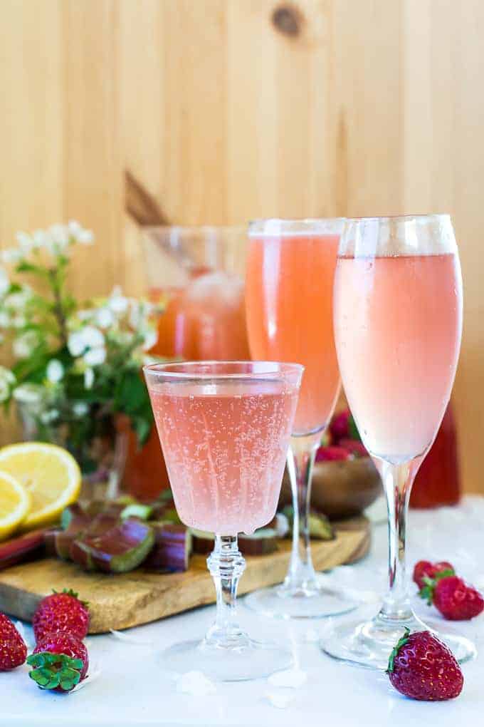 The BEST Strawberry Rhubarb Gin Fizz Cocktail